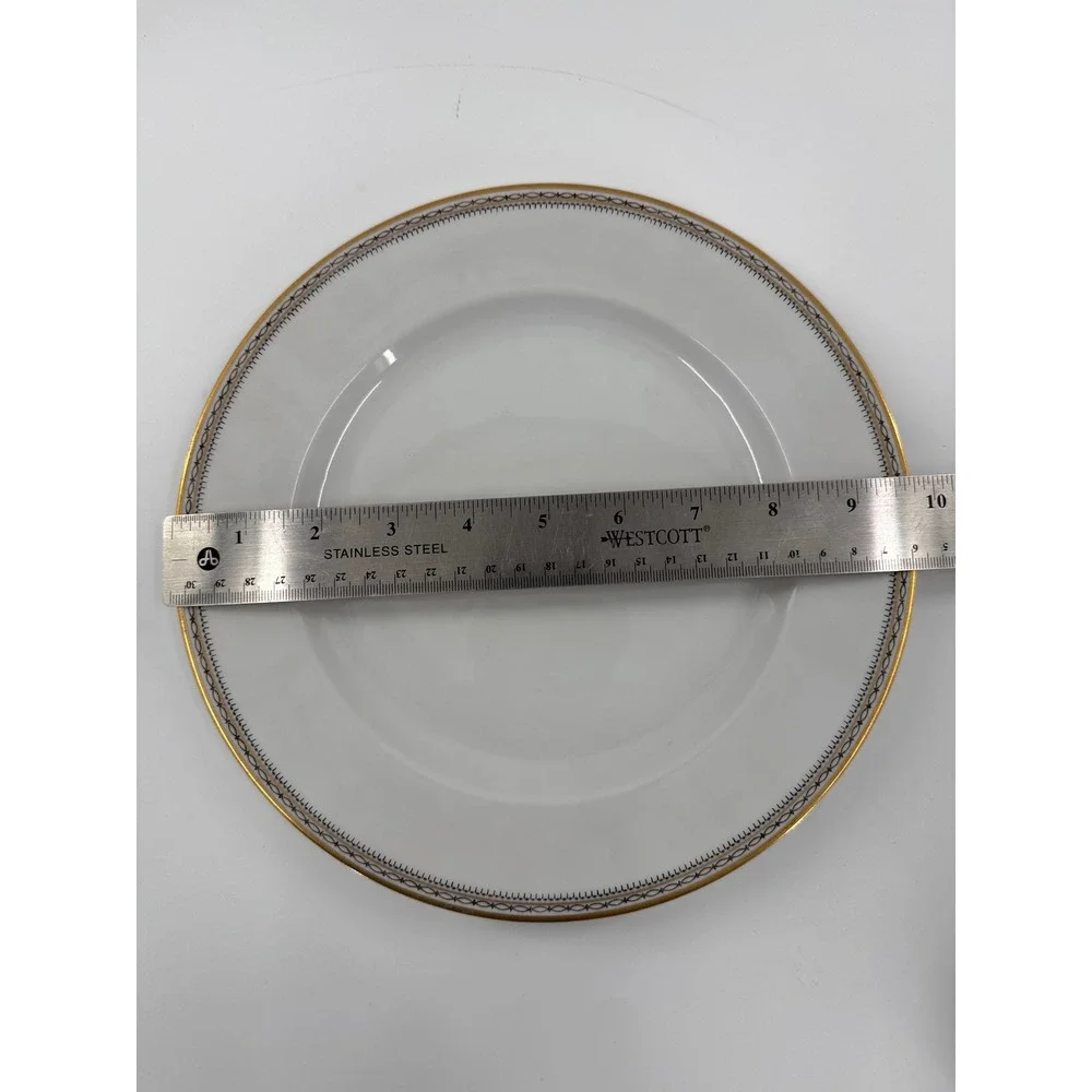 Heinrich & Co Dinner Plates 9.75in White Gold Selb Bavaria Fine China HC9‎